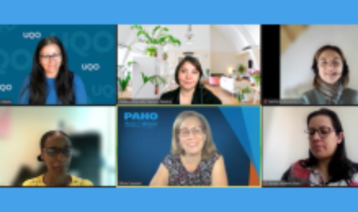 Reunión con Silvia Cassiani y dra. Bruna M Dias, de OPS, y las investigadoras Marcela Ferrada, Mirliana Ramírez, Natalie Figueiredo e Ivy Nazon