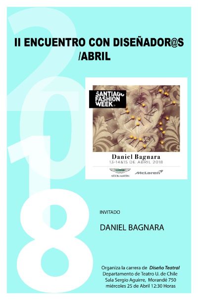 El II Encuentro con Diseñadores correspondiente al mes de abril de 2018, se realizará el miércoles 25 a las 12:30 hrs en la Sala Sergio Aguirre. La entrada es liberada.