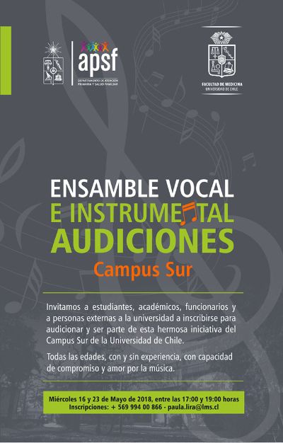 Afiche Audiciones: Ensamble Vocal e Instrumental 