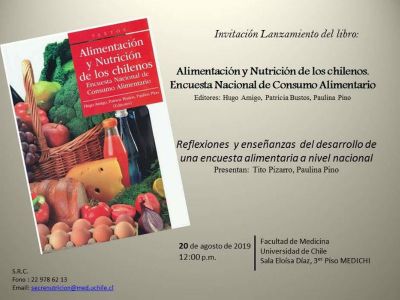 Invitación al lanzamiento del libro Alimentación y Nutrición de los Chilenos. Encuesta nacional de Consumo Alimentario