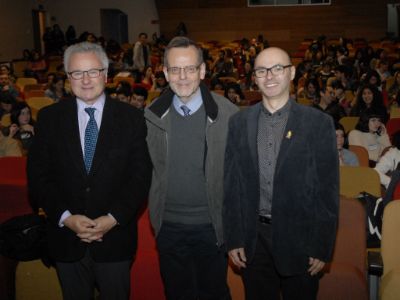 Doctor Albert Galaburda, profesor Rafael González y doctor Cristián Leyton