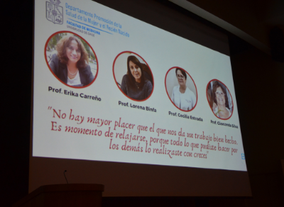 Las profesoras Érika Carreño, Lorena Binfa, Cecilia Estrada y Gioconda Silva se acogieron al proceso de jubilación y fueron homenajeadas por la comunidad del Departamento de Promoción de la Salud de la Mujer y el Recién Nacido